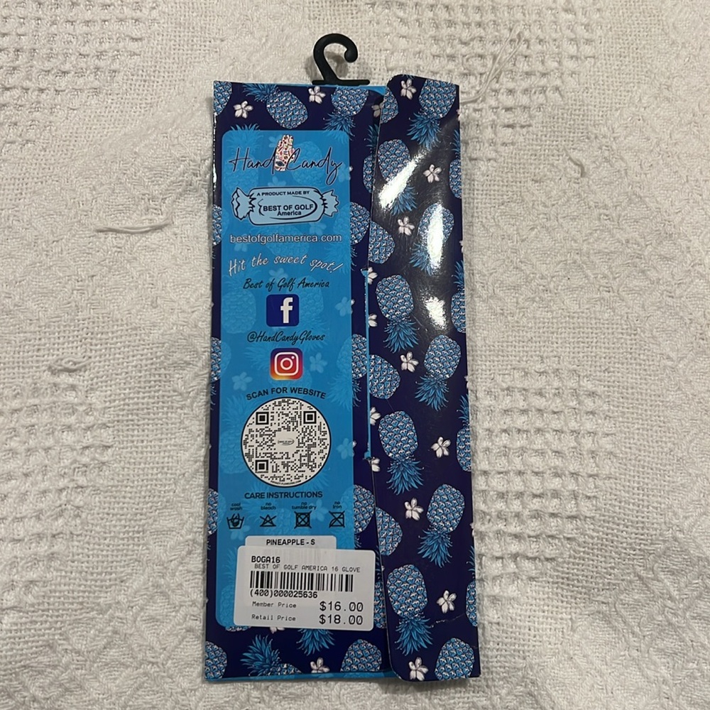 Golf Glove Printed Mesh & Leather palm w/ Matching Ballmarker-Pineapple - Picture 3 of 3